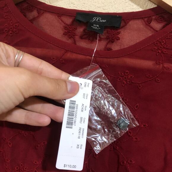 NWT NEW J. Crew lace eyelet flowy sheer blouse - Picture 7 of 10